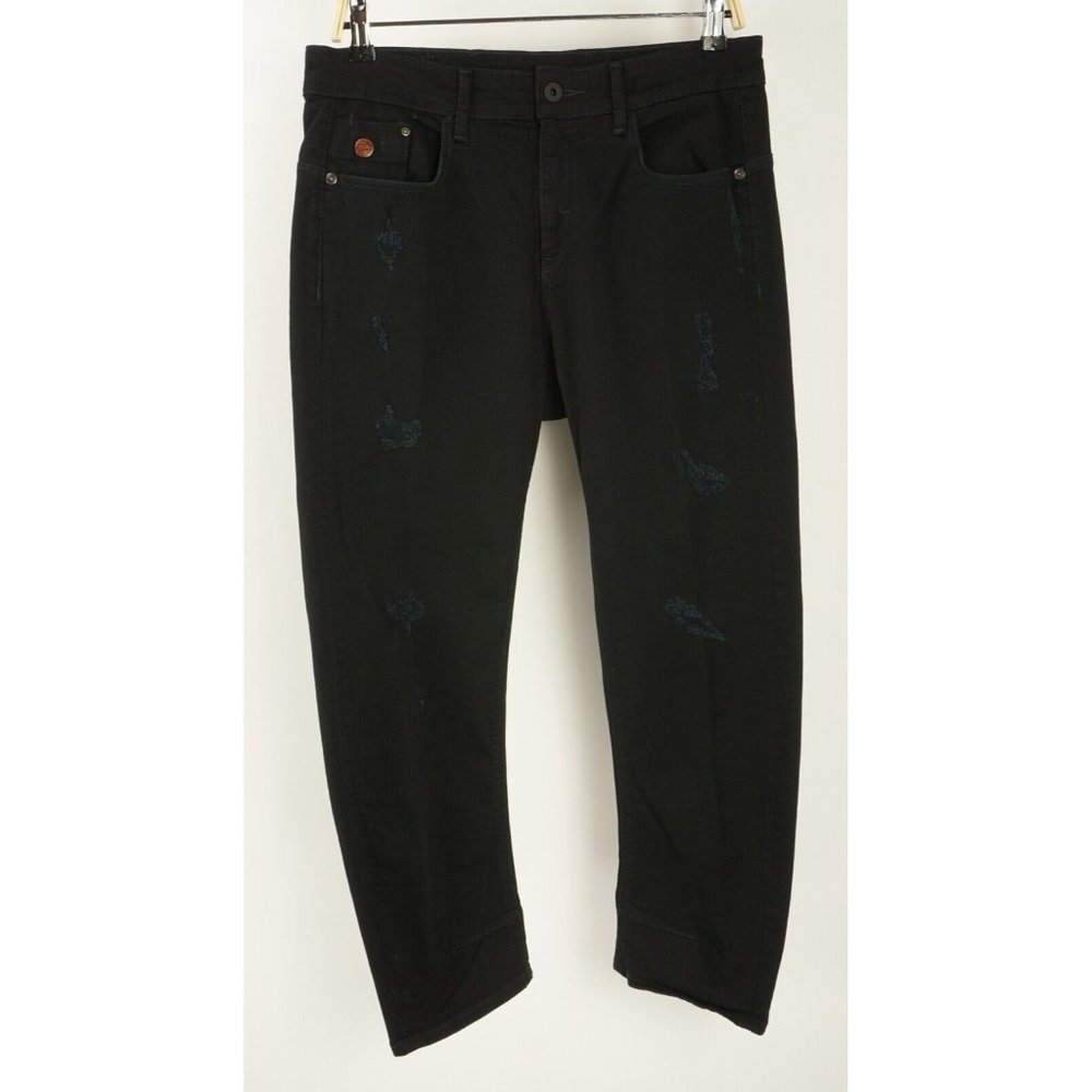 G-Star Raw Type C 3D Loose Tapered Womens Dark Black Distressed Cropped Jeans - Picture 3 of 13